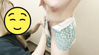 Mommy changes diaper in public toilet ABDL