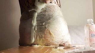 Juicy Lucy Surprise Sissy Sploshing In Fishnet Food Fun