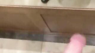 Barely legal twink jerking off in public toilets