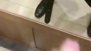 Barely legal twink jerking off in public toilets