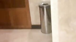 Barely legal twink jerking off in public toilets