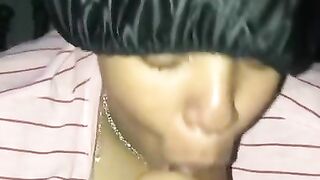 Cute ebony hoe sucking my dick