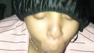 Cute ebony hoe sucking my dick