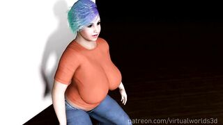 Cute Chubby Milf Orange Shirt MMD Dance