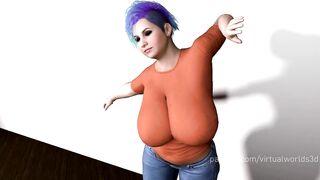 Cute Chubby Milf Orange Shirt MMD Dance