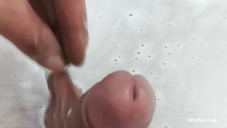 Jerking off my wet big cock