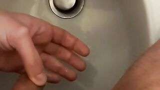 Pissing on my hand with my small dick