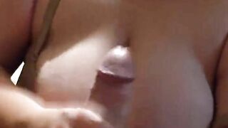 Cum on my huge tits while I wank your cock