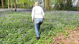 ⭐ Blonde Girl Pissing Her Jeans Amongst The Flowers In Public!