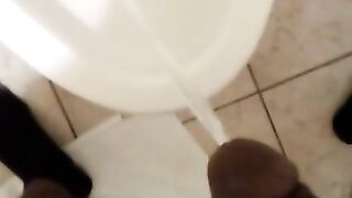 Pissing in toilet with soft dick