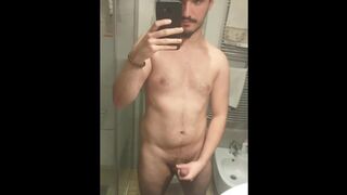 Cute boy aftercum, at the mirror!!