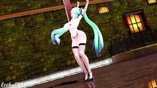 HENTAI THICC MIKU NUDE DANCE BASS KNIGHT MMD EMERALD HAIR COLOR EDIT SMIXIX ❤️