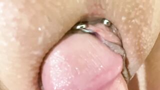 My clit ring says “ cum here” so he did first cream pie on video