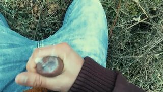 Foreskin cum mess - Teen cumshot outdoor