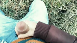 Foreskin cum mess - Teen cumshot outdoor