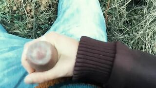 Foreskin cum mess - Teen cumshot outdoor