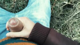 Foreskin cum mess - Teen cumshot outdoor