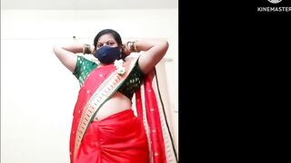 Marathi Divya aunty on Red saree Sexy look