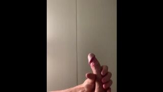 Solo stroking rock hard cock with cumshot ending #needsomehelp