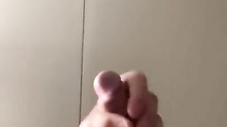 Solo stroking rock hard cock with cumshot ending #needsomehelp