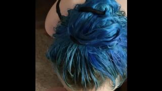 Blue Hair Hottie Sucks Dick