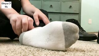 Removing shoes after work (foot fetish) - GlimpesOfMe