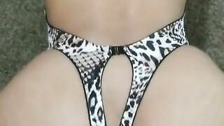 Leopard bodysuit teen doggy style POV