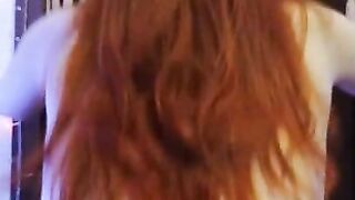 POV close up red head riding me without condom at Xmas party