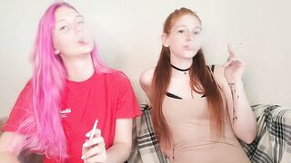 pink head and redhead sexy smoking