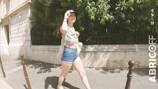 Myaomai braless walk in crop top underboobs