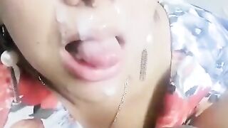 mexicana mama enjoying facial