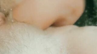 Hairy BBW pussy first time using Lovense fuck machine