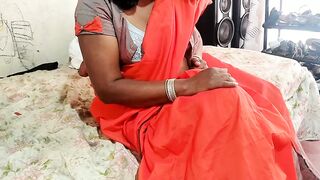 Indian Desi Sexy Wife Dammi with Red saree