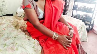 Indian Desi Sexy Wife Dammi with Red saree