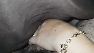 Step mom amazing handjob under blanket while watching porn on her phone