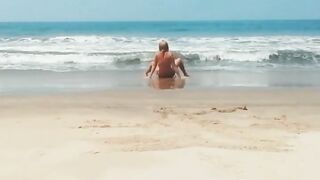 Girl Pissed on her red panties on the beach  Angel Fowler