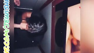 JewishHotWife sucks and swallows multiple strangers' cum at Gloryhole