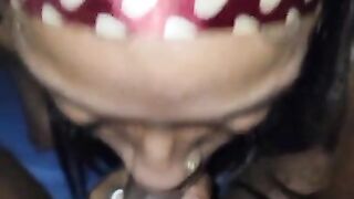 Ebony milf swallows BBC cumshot