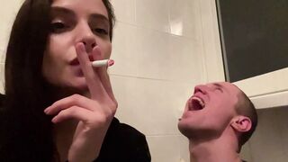 Amateur Close-up Human Ashtray And Spitting Femdom With Smoking Mistress Sofi