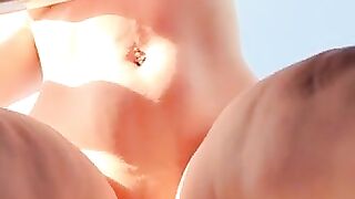 Busty Hitch-hiker girl gets fucked in the parking lot. POV