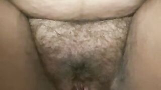 Fingering my sexy hairy pussy and cream pie