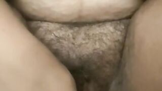 Fingering my sexy hairy pussy and cream pie