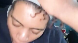 Stepsister gives POV blowjob parents are away deepthroat bbc cum swallowing