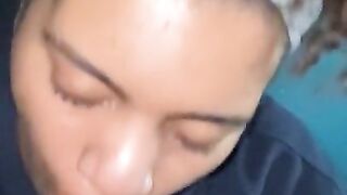 Stepsister gives POV blowjob parents are away deepthroat bbc cum swallowing