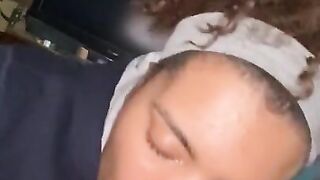 Stepsister gives POV blowjob parents are away deepthroat bbc cum swallowing