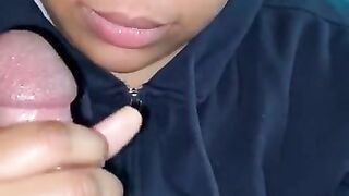 Stepsister gives POV blowjob parents are away deepthroat bbc cum swallowing