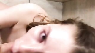 A bad slut loves to suck a big dick by the throat. Do you want her to suck you off?