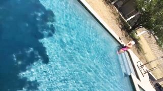 Slick body and pointed toes, pool socks and PVC swimming costumes