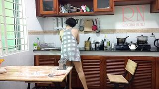 Ravioli Time! Naked Cooking. Regina Noir, a nudist cook at nudist hotel resort. Nude maid. Naked housewife. Teaser