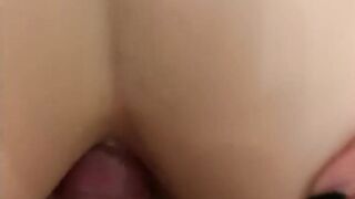 White dick POV Asian anal fuck and cum in ass